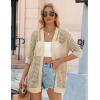 Zeagoo Women’s 2026 Summer Crochet Lightweight Cardigan Short Sleeve Boho Kimono Oversized Open Front Sweater Tops(Light Khaki)