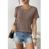 Zeagoo Womens 3 Pack Tshirts for Women Short Sleeve Shirt Crewneck Basic Tee Summer Tops Lightweight Plain Workout Clothes(Brown+white+black)
