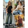 Zeagoo Womens 3 Pack Tshirts for Women Short Sleeve Shirt Crewneck Basic Tee Summer Tops Lightweight Plain Workout Clothes(Cream+wine Red+black)