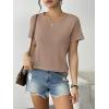 Zeagoo Womens 3 Pack Tshirts for Women Short Sleeve Shirt Crewneck Basic Tee Summer Tops Lightweight Plain Workout Clothes(Khaki+brown+black)