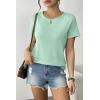 Zeagoo Womens 3 Pack Tshirts for Women Short Sleeve Shirt Crewneck Basic Tee Summer Tops Lightweight Plain Workout Clothes(Lightgreen+white+black)