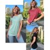 Zeagoo Womens 3 Pack Tshirts for Women Short Sleeve Shirt Crewneck Basic Tee Summer Tops Lightweight Plain Workout Clothes(Lightgreen+white+black)