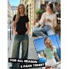 Zeagoo Womens 3 Pack Tshirts for Women Short Sleeve Shirt Crewneck Basic Tee Summer Tops Lightweight Plain Workout Clothes(Lightgreen+white+black)