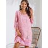 Zeagoo Womens Boho Dresses Casual Beach Summer Dress Tassel Tie Neck 3/4 Long Sleeve Mini Sundress 2025 Floral Print Cover Up(01 Pink)