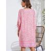Zeagoo Womens Boho Dresses Casual Beach Summer Dress Tassel Tie Neck 3/4 Long Sleeve Mini Sundress 2025 Floral Print Cover Up(01 Pink)