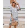 Zeagoo Womens Boho Dresses Casual Beach Summer Dress Tassel Tie Neck 3/4 Long Sleeve Mini Sundress 2025 Floral Print Cover Up(01 White)