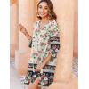 Zeagoo Womens Boho Dresses Casual Beach Summer Dress Tassel Tie Neck 3/4 Long Sleeve Mini Sundress 2025 Floral Print Cover Up(02 Apricot)