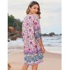 Zeagoo Womens Boho Dresses Casual Beach Summer Dress Tassel Tie Neck 3/4 Long Sleeve Mini Sundress 2025 Floral Print Cover Up(03 Apricot)