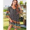 Zeagoo Womens Boho Dresses Casual Beach Summer Dress Tassel Tie Neck 3/4 Long Sleeve Mini Sundress 2025 Floral Print Cover Up(Black)