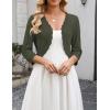 Zeagoo Women’s Bolero Shrug Crochet Cropped Cardigan Summer 3/4 Sleeve Lightweight Cardigans for Dress(Army Green)