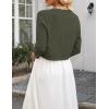 Zeagoo Women’s Bolero Shrug Crochet Cropped Cardigan Summer 3/4 Sleeve Lightweight Cardigans for Dress(Army Green)