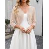 Zeagoo Women’s Bolero Shrug Crochet Cropped Cardigan Summer 3/4 Sleeve Lightweight Cardigans for Dress(Beige)