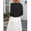 Zeagoo Women’s Bolero Shrug Crochet Cropped Cardigan Summer 3/4 Sleeve Lightweight Cardigans for Dress(Black)