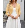 Zeagoo Women’s Bolero Shrug Crochet Cropped Cardigan Summer 3/4 Sleeve Lightweight Cardigans for Dress(Cream)