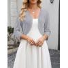 Zeagoo Women’s Bolero Shrug Crochet Cropped Cardigan Summer 3/4 Sleeve Lightweight Cardigans for Dress(Gray)