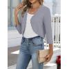 Zeagoo Women’s Bolero Shrug Crochet Cropped Cardigan Summer 3/4 Sleeve Lightweight Cardigans for Dress(Gray)