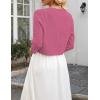 Zeagoo Women’s Bolero Shrug Crochet Cropped Cardigan Summer 3/4 Sleeve Lightweight Cardigans for Dress(Hot Pink)
