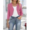 Zeagoo Women’s Bolero Shrug Crochet Cropped Cardigan Summer 3/4 Sleeve Lightweight Cardigans for Dress(Hot Pink)