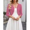 Zeagoo Women’s Bolero Shrug Crochet Cropped Cardigan Summer 3/4 Sleeve Lightweight Cardigans for Dress(Hot Pink)
