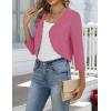 Zeagoo Women’s Bolero Shrug Crochet Cropped Cardigan Summer 3/4 Sleeve Lightweight Cardigans for Dress(Hot Pink)