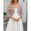Zeagoo Women’s Bolero Shrug Crochet Cropped Cardigan Summer 3/4 Sleeve Lightweight Cardigans for Dress(Khaki)
