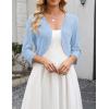 Zeagoo Women’s Bolero Shrug Crochet Cropped Cardigan Summer 3/4 Sleeve Lightweight Cardigans for Dress(Light Blue)