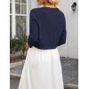 Zeagoo Women’s Bolero Shrug Crochet Cropped Cardigan Summer 3/4 Sleeve Lightweight Cardigans for Dress(Navy Blue)