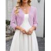 Zeagoo Women’s Bolero Shrug Crochet Cropped Cardigan Summer 3/4 Sleeve Lightweight Cardigans for Dress(Pink Purple)