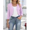 Zeagoo Women’s Bolero Shrug Crochet Cropped Cardigan Summer 3/4 Sleeve Lightweight Cardigans for Dress(Pink Purple)