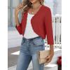 Zeagoo Women’s Bolero Shrug Crochet Cropped Cardigan Summer 3/4 Sleeve Lightweight Cardigans for Dress(Red)