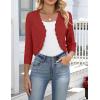 Zeagoo Women’s Bolero Shrug Crochet Cropped Cardigan Summer 3/4 Sleeve Lightweight Cardigans for Dress(Red)