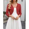 Zeagoo Women’s Bolero Shrug Crochet Cropped Cardigan Summer 3/4 Sleeve Lightweight Cardigans for Dress(Red)