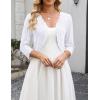 Zeagoo Women’s Bolero Shrug Crochet Cropped Cardigan Summer 3/4 Sleeve Lightweight Cardigans for Dress(White)
