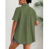 Zeagoo Womens Button Down Linen Shirt Short Sleeve Cotton Blouse Summer Casual Loose Fit Beach Tops S-2XL(Army Green)