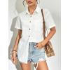 Zeagoo Womens Button Down Linen Shirt Short Sleeve Cotton Blouse Summer Casual Loose Fit Beach Tops S-2XL(A-white)