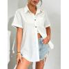 Zeagoo Womens Button Down Linen Shirt Short Sleeve Cotton Blouse Summer Casual Loose Fit Beach Tops S-2XL(A-white)