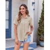 Zeagoo Womens Button Down Shirt Bust Pocket Short Sleeve Blouses Business Casual Work Tops Summer Outfits(Beige)