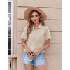 Zeagoo Womens Button Down Shirt Bust Pocket Short Sleeve Blouses Business Casual Work Tops Summer Outfits(Beige)