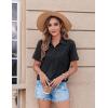 Zeagoo Womens Button Down Shirt Bust Pocket Short Sleeve Blouses Business Casual Work Tops Summer Outfits(Black)