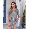 Zeagoo Womens Button Down Shirt Bust Pocket Short Sleeve Blouses Business Casual Work Tops Summer Outfits(Boho Blue 919)