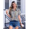 Zeagoo Womens Button Down Shirt Bust Pocket Short Sleeve Blouses Business Casual Work Tops Summer Outfits(Boho Blue 919)