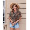 Zeagoo Womens Button Down Shirt Bust Pocket Short Sleeve Blouses Business Casual Work Tops Summer Outfits(Boho Multicolor 721)