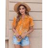 Zeagoo Womens Button Down Shirt Bust Pocket Short Sleeve Blouses Business Casual Work Tops Summer Outfits(Boho Orange 294)