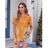Zeagoo Womens Button Down Shirt Bust Pocket Short Sleeve Blouses Business Casual Work Tops Summer Outfits(Boho Orange 294)