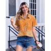 Zeagoo Womens Button Down Shirt Bust Pocket Short Sleeve Blouses Business Casual Work Tops Summer Outfits(Boho Orange 294)