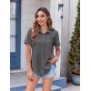 Zeagoo Womens Button Down Shirt Bust Pocket Short Sleeve Blouses Business Casual Work Tops Summer Outfits(Dark Grey)