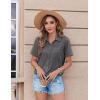 Zeagoo Womens Button Down Shirt Bust Pocket Short Sleeve Blouses Business Casual Work Tops Summer Outfits(Dark Grey)