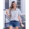 Zeagoo Womens Button Down Shirt Bust Pocket Short Sleeve Blouses Business Casual Work Tops Summer Outfits(Floral Blue 361)
