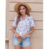 Zeagoo Womens Button Down Shirt Bust Pocket Short Sleeve Blouses Business Casual Work Tops Summer Outfits(Floral Blue 361)