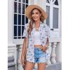 Zeagoo Womens Button Down Shirt Bust Pocket Short Sleeve Blouses Business Casual Work Tops Summer Outfits(Floral Blue 361)